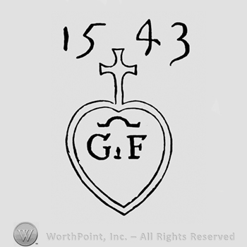 Mark with Year 1543 written above a cross and a | #134852