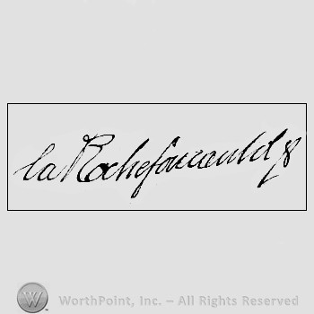 Mark with Signature: Francois La Rochefoucauld. | #338354