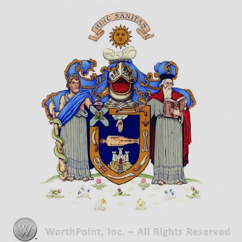 Mark with Heraldry: motto "hinc sanitas", sun, | #522954