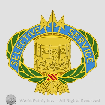 Mark with The text “SELECTIVE SERVICE”, a drum, | #636970
